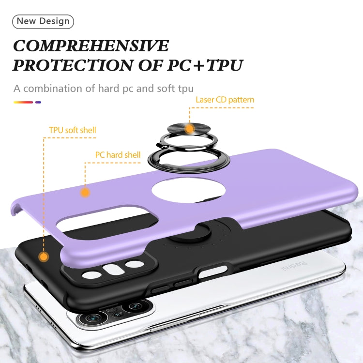 For Xiaomi Redmi K40 PC + TPU Shockproof Magnetic Phone Case with Invisible Ring Holder