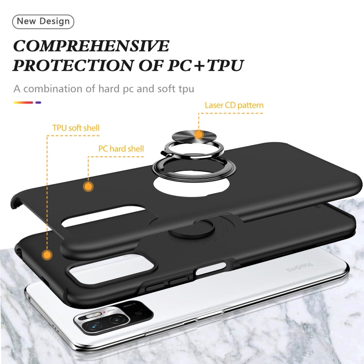 For Xiaomi Redmi Note 10 5G PC + TPU Shockproof Magnetic Phone Case with Invisible Ring Holder