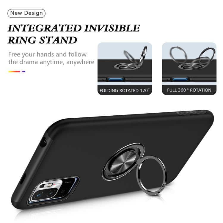 For Xiaomi Redmi Note 10 5G PC + TPU Shockproof Magnetic Phone Case with Invisible Ring Holder