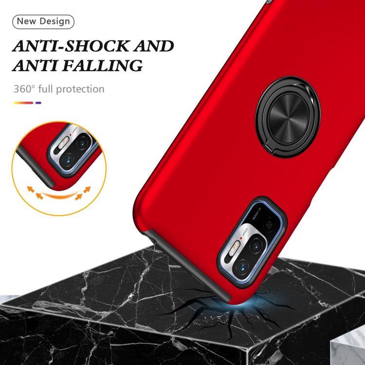 For Xiaomi Redmi Note 10 5G PC + TPU Shockproof Magnetic Phone Case with Invisible Ring Holder