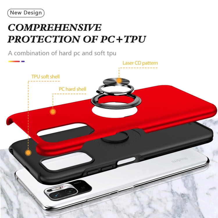 For Xiaomi Redmi Note 10 5G PC + TPU Shockproof Magnetic Phone Case with Invisible Ring Holder