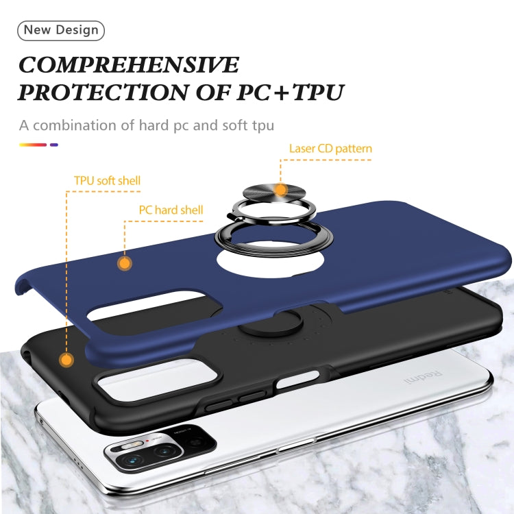For Xiaomi Redmi Note 10 5G PC + TPU Shockproof Magnetic Phone Case with Invisible Ring Holder