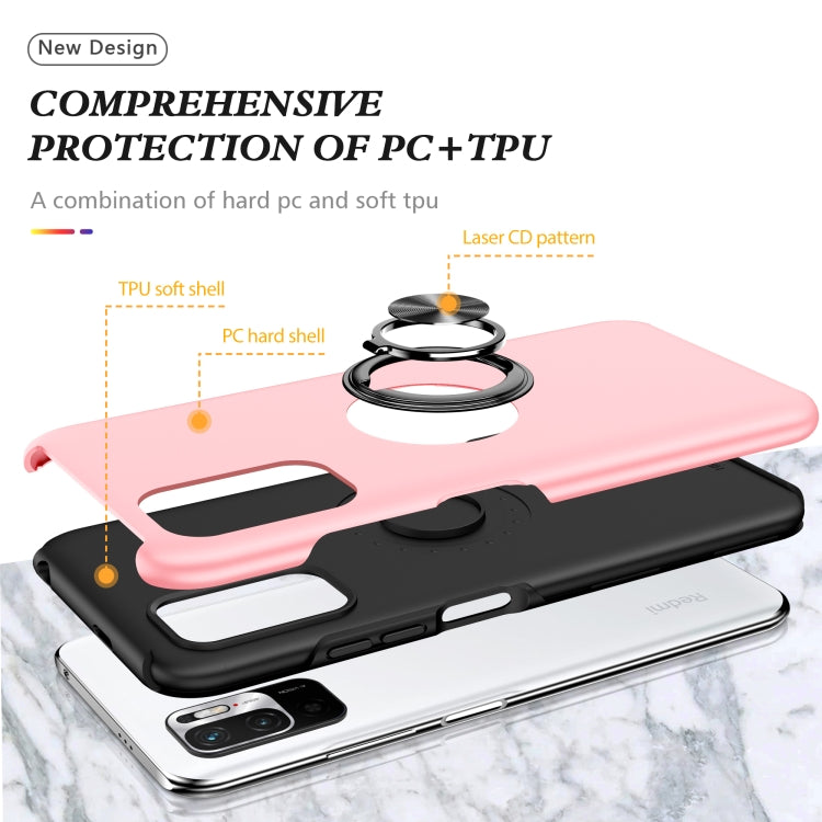 For Xiaomi Redmi Note 10 5G PC + TPU Shockproof Magnetic Phone Case with Invisible Ring Holder