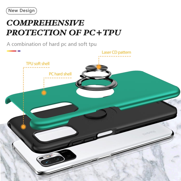 For Xiaomi Redmi Note 10 5G PC + TPU Shockproof Magnetic Phone Case with Invisible Ring Holder