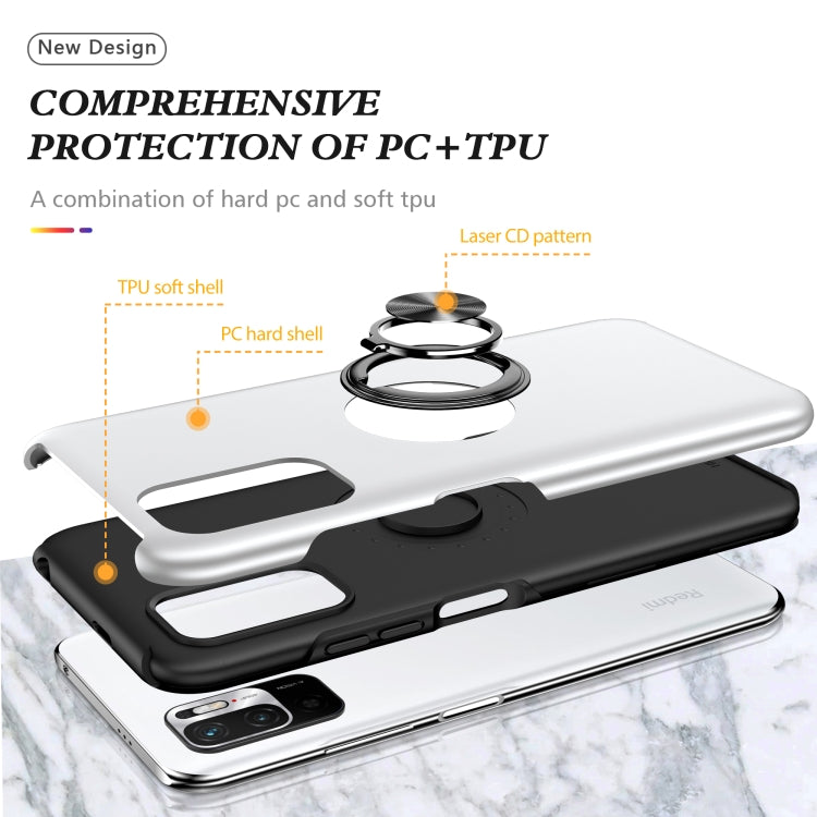 For Xiaomi Redmi Note 10 5G PC + TPU Shockproof Magnetic Phone Case with Invisible Ring Holder