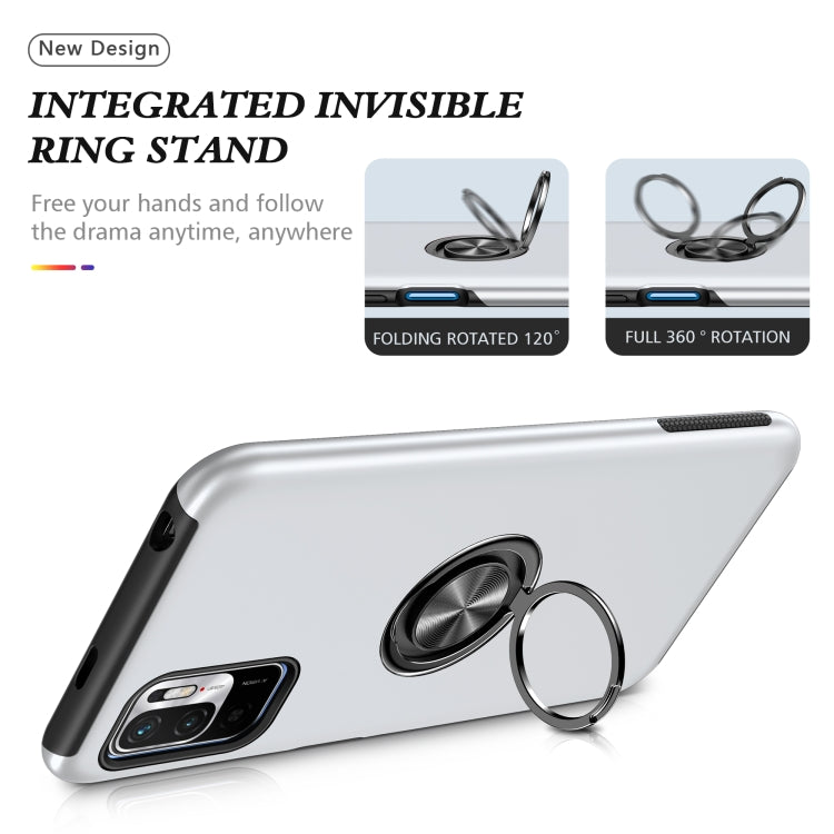 For Xiaomi Redmi Note 10 5G PC + TPU Shockproof Magnetic Phone Case with Invisible Ring Holder
