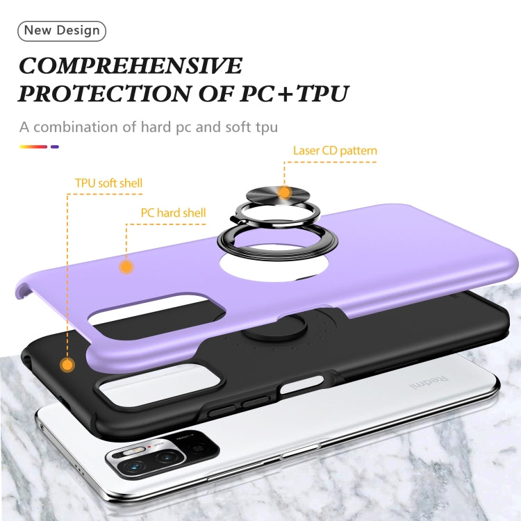For Xiaomi Redmi Note 10 5G PC + TPU Shockproof Magnetic Phone Case with Invisible Ring Holder