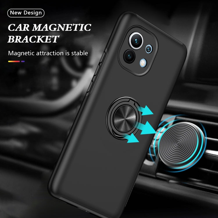 For Xiaomi Mi 11 PC + TPU Shockproof Magnetic Phone Case with Invisible Ring Holder