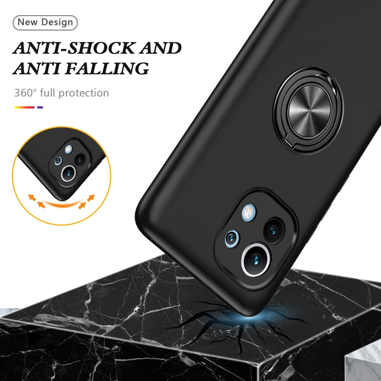 For Xiaomi Mi 11 PC + TPU Shockproof Magnetic Phone Case with Invisible Ring Holder