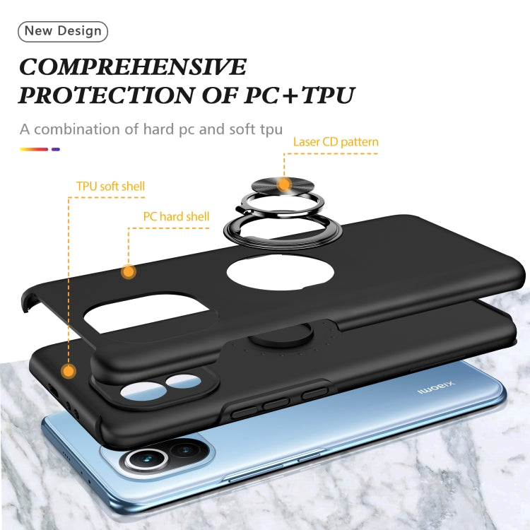 For Xiaomi Mi 11 PC + TPU Shockproof Magnetic Phone Case with Invisible Ring Holder