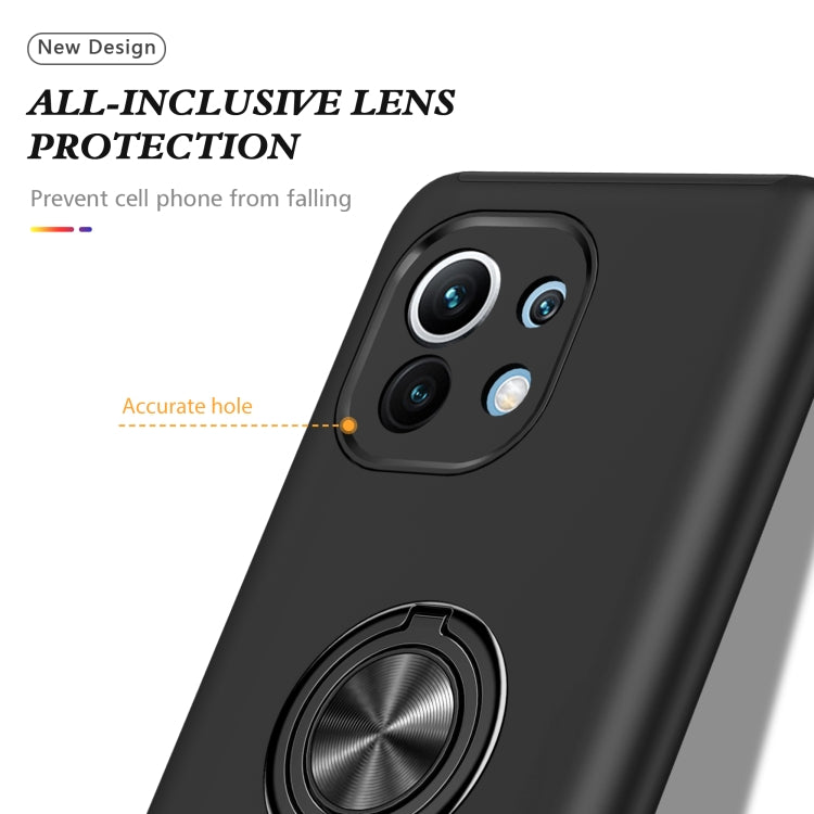 For Xiaomi Mi 11 PC + TPU Shockproof Magnetic Phone Case with Invisible Ring Holder