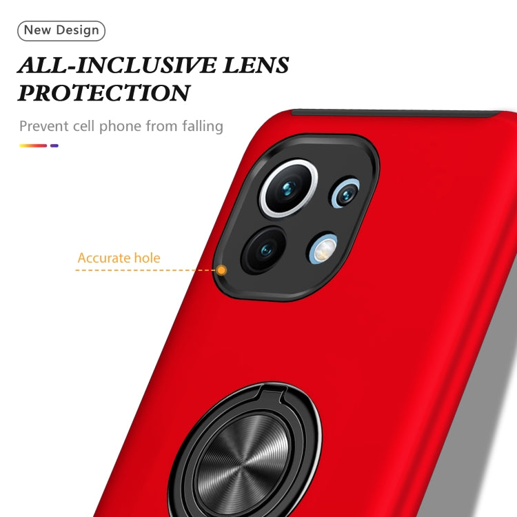 For Xiaomi Mi 11 PC + TPU Shockproof Magnetic Phone Case with Invisible Ring Holder