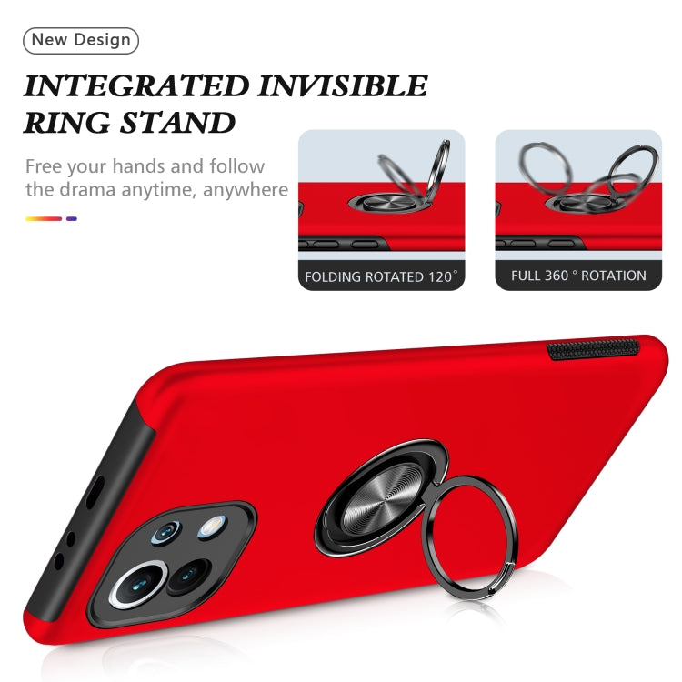 For Xiaomi Mi 11 PC + TPU Shockproof Magnetic Phone Case with Invisible Ring Holder