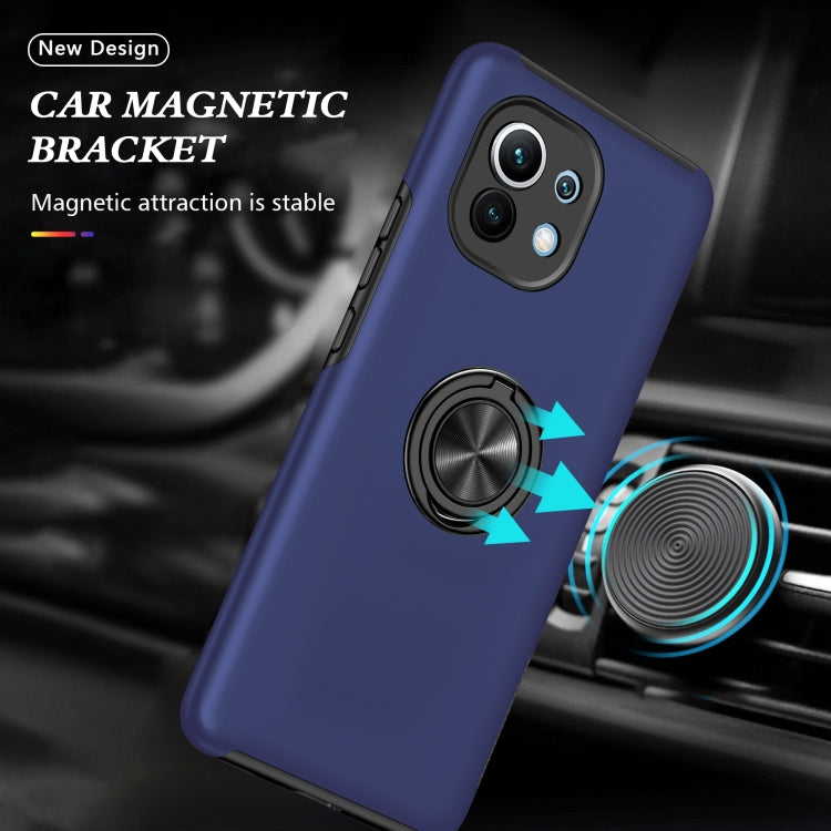 For Xiaomi Mi 11 PC + TPU Shockproof Magnetic Phone Case with Invisible Ring Holder