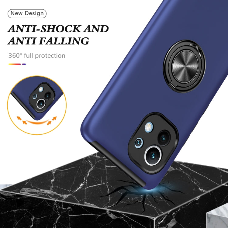 For Xiaomi Mi 11 PC + TPU Shockproof Magnetic Phone Case with Invisible Ring Holder