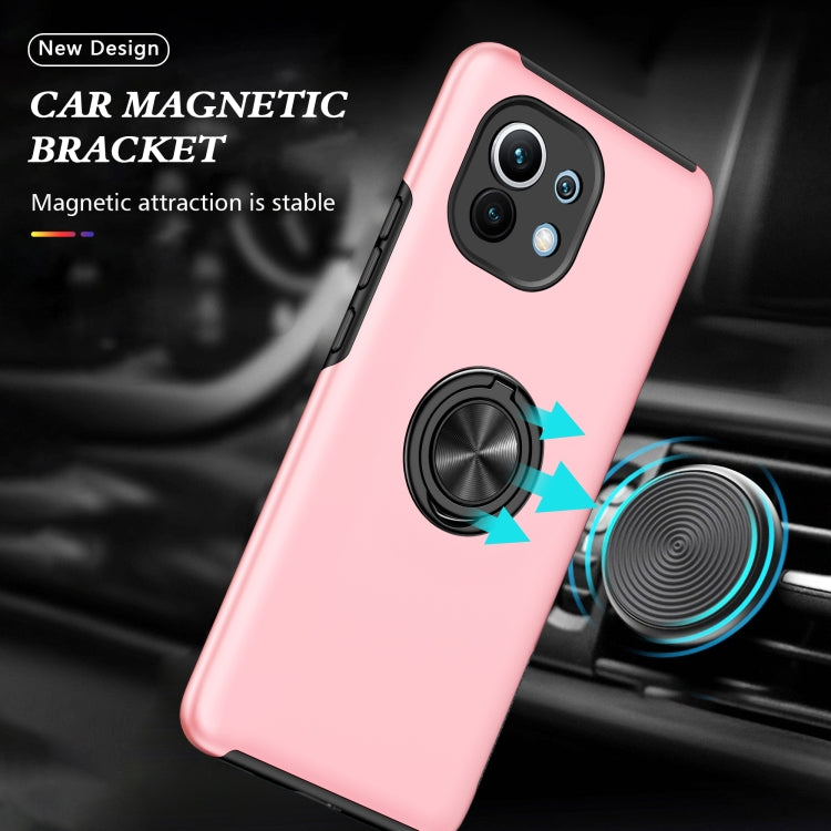 For Xiaomi Mi 11 PC + TPU Shockproof Magnetic Phone Case with Invisible Ring Holder
