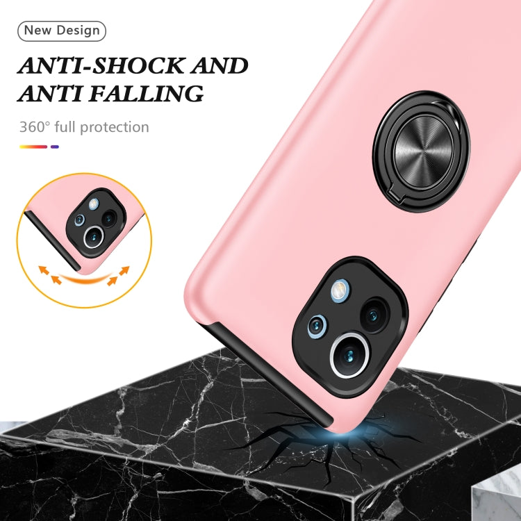 For Xiaomi Mi 11 PC + TPU Shockproof Magnetic Phone Case with Invisible Ring Holder