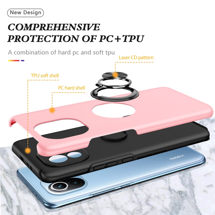 For Xiaomi Mi 11 PC + TPU Shockproof Magnetic Phone Case with Invisible Ring Holder