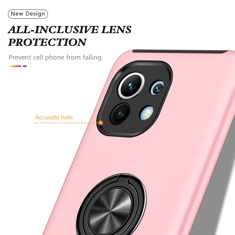 For Xiaomi Mi 11 PC + TPU Shockproof Magnetic Phone Case with Invisible Ring Holder