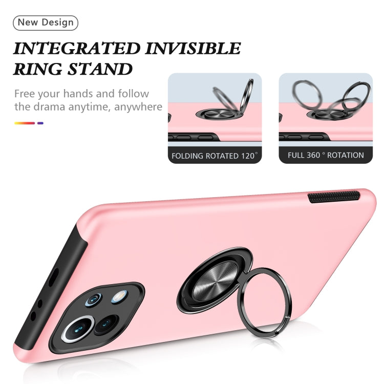For Xiaomi Mi 11 PC + TPU Shockproof Magnetic Phone Case with Invisible Ring Holder