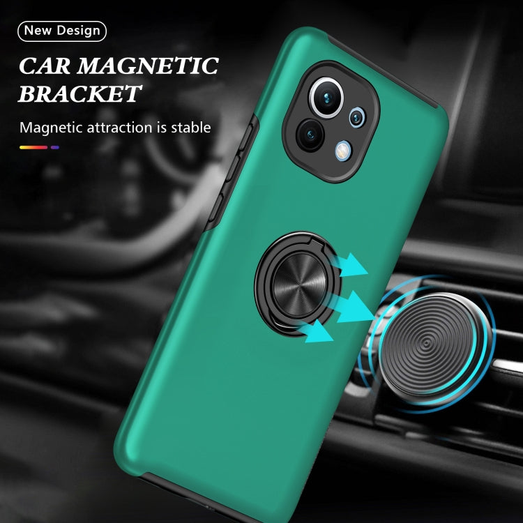 For Xiaomi Mi 11 PC + TPU Shockproof Magnetic Phone Case with Invisible Ring Holder