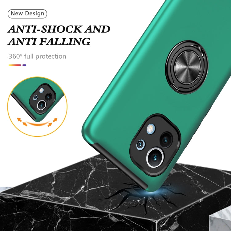 For Xiaomi Mi 11 PC + TPU Shockproof Magnetic Phone Case with Invisible Ring Holder