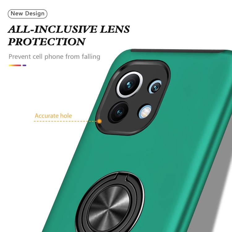 For Xiaomi Mi 11 PC + TPU Shockproof Magnetic Phone Case with Invisible Ring Holder