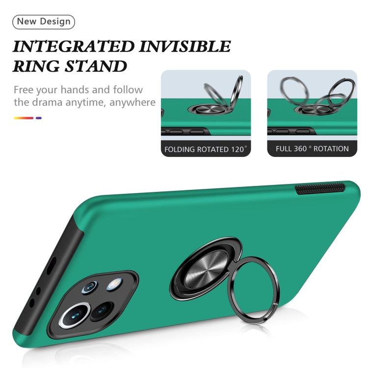 For Xiaomi Mi 11 PC + TPU Shockproof Magnetic Phone Case with Invisible Ring Holder