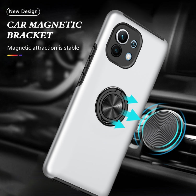 For Xiaomi Mi 11 PC + TPU Shockproof Magnetic Phone Case with Invisible Ring Holder