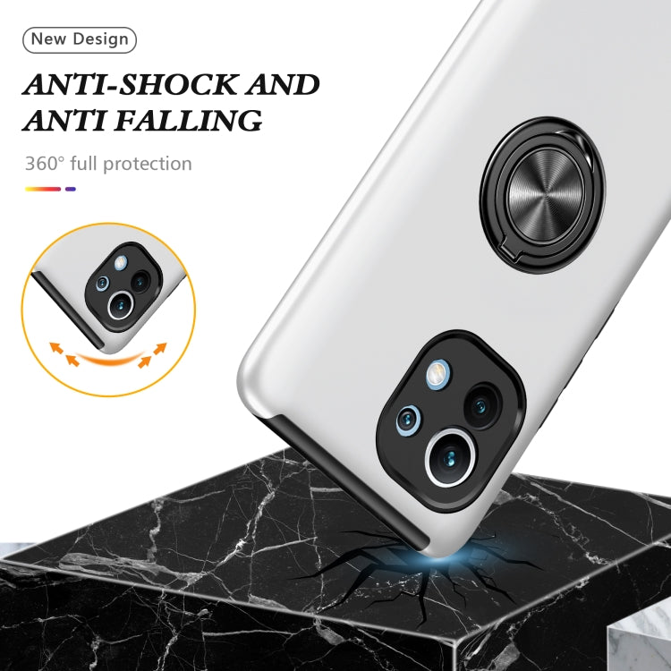 For Xiaomi Mi 11 PC + TPU Shockproof Magnetic Phone Case with Invisible Ring Holder