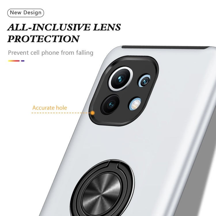 For Xiaomi Mi 11 PC + TPU Shockproof Magnetic Phone Case with Invisible Ring Holder