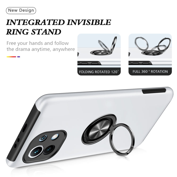 For Xiaomi Mi 11 PC + TPU Shockproof Magnetic Phone Case with Invisible Ring Holder