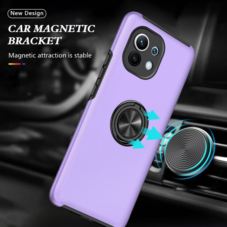 For Xiaomi Mi 11 PC + TPU Shockproof Magnetic Phone Case with Invisible Ring Holder