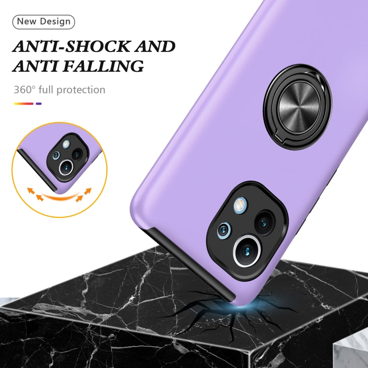For Xiaomi Mi 11 PC + TPU Shockproof Magnetic Phone Case with Invisible Ring Holder
