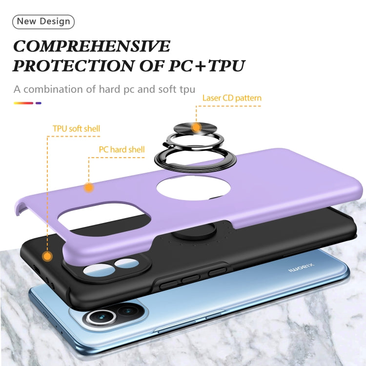For Xiaomi Mi 11 PC + TPU Shockproof Magnetic Phone Case with Invisible Ring Holder