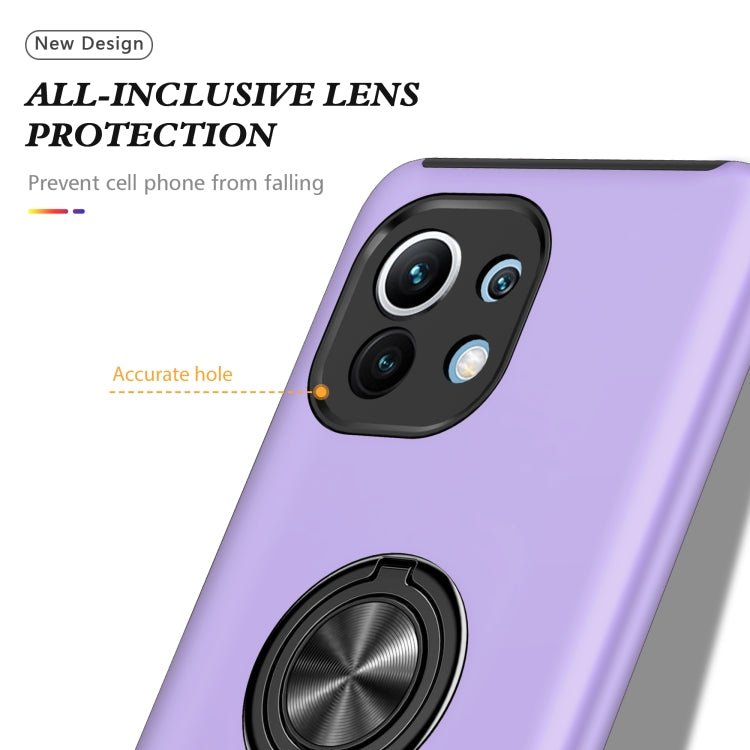 For Xiaomi Mi 11 PC + TPU Shockproof Magnetic Phone Case with Invisible Ring Holder