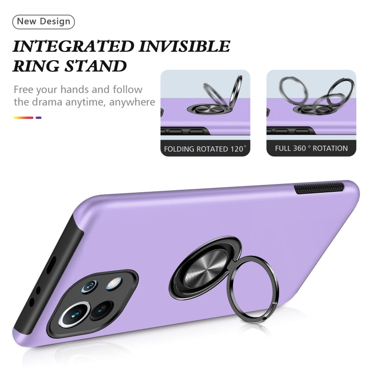 For Xiaomi Mi 11 PC + TPU Shockproof Magnetic Phone Case with Invisible Ring Holder