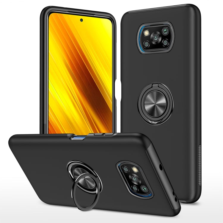 For Xiaomi Poco X3 / X3 NFC PC + TPU Shockproof Magnetic Phone Case with Invisible Ring Holder
