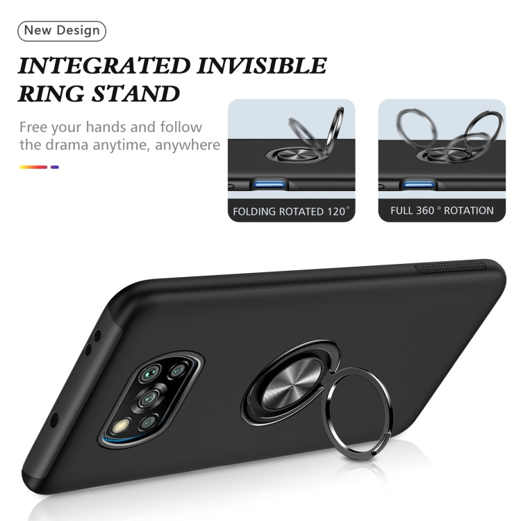 For Xiaomi Poco X3 / X3 NFC PC + TPU Shockproof Magnetic Phone Case with Invisible Ring Holder