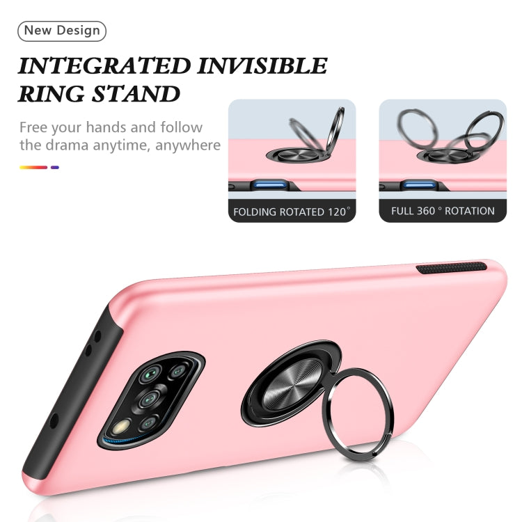 For Xiaomi Poco X3 / X3 NFC PC + TPU Shockproof Magnetic Phone Case with Invisible Ring Holder