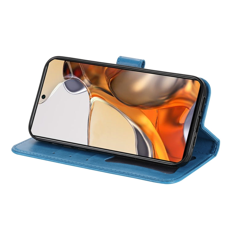 For Xiaomi 11T / 11T Pro 7-petal Flowers Embossing Horizontal Flip Leather Phone Case with Holder & Card Slots