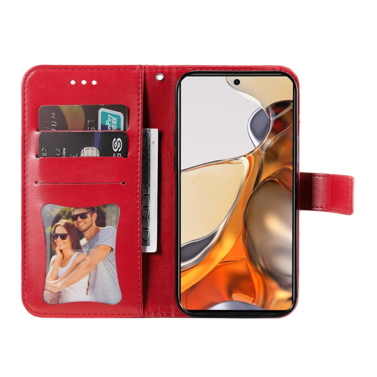 For Xiaomi 11T / 11T Pro 7-petal Flowers Embossing Horizontal Flip Leather Phone Case with Holder & Card Slots