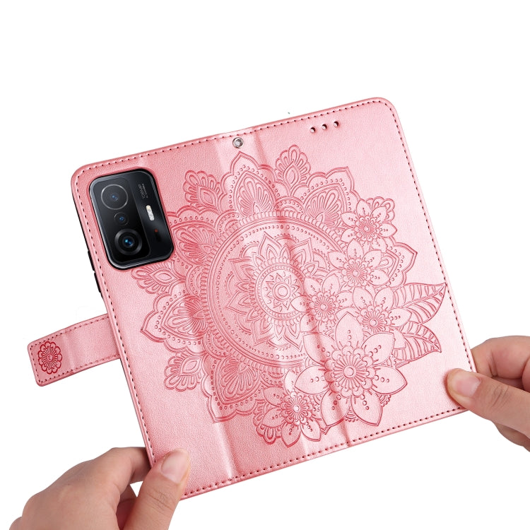 For Xiaomi 11T / 11T Pro 7-petal Flowers Embossing Horizontal Flip Leather Phone Case with Holder & Card Slots