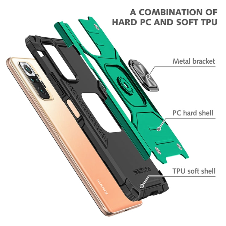 For Xiaomi Redmi Note10 Pro Magnetic Armor Shockproof Phone Case with Metal Ring Holder