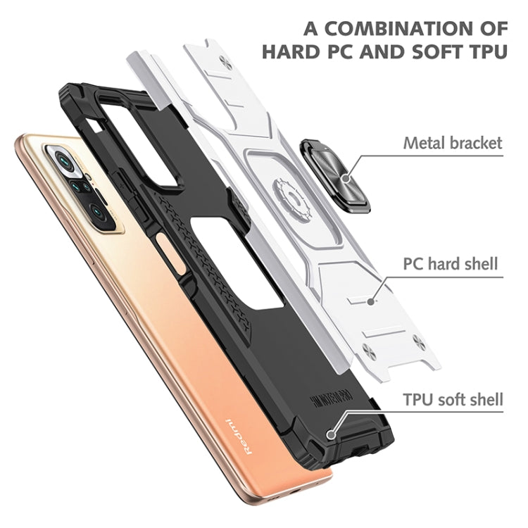 For Xiaomi Redmi Note10 Pro Magnetic Armor Shockproof Phone Case with Metal Ring Holder