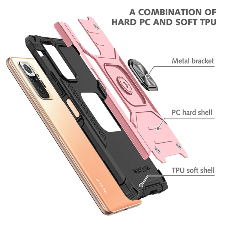 For Xiaomi Redmi Note10 Pro Magnetic Armor Shockproof Phone Case with Metal Ring Holder