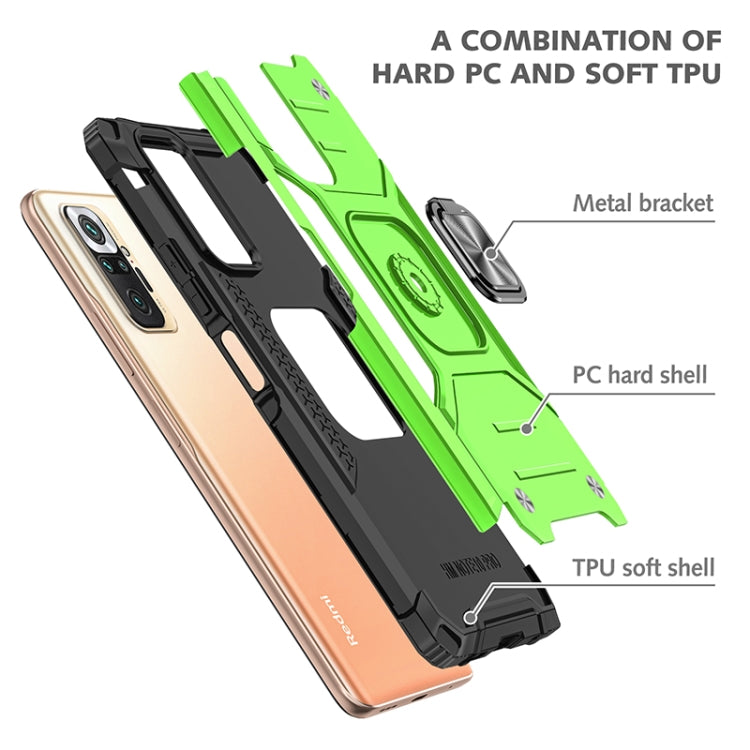 For Xiaomi Redmi Note10 Pro Magnetic Armor Shockproof Phone Case with Metal Ring Holder