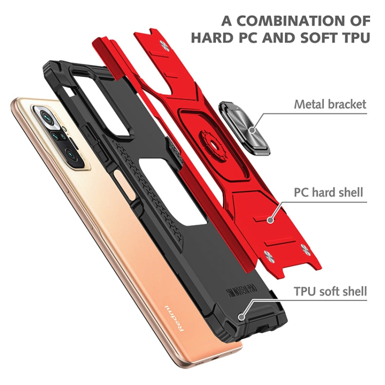 For Xiaomi Redmi Note10 Pro Magnetic Armor Shockproof Phone Case with Metal Ring Holder