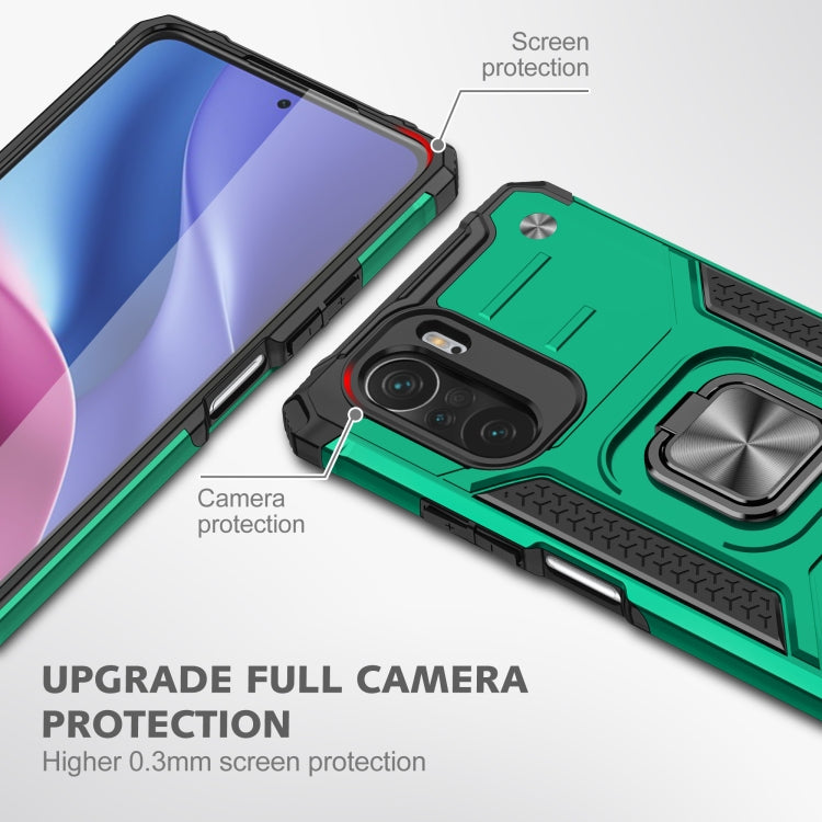 For Xiaomi Redmi K40 Magnetic Armor Shockproof Phone Case with Metal Ring Holder