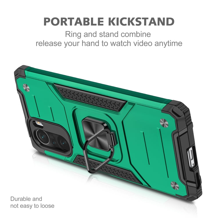 For Xiaomi Redmi K40 Magnetic Armor Shockproof Phone Case with Metal Ring Holder